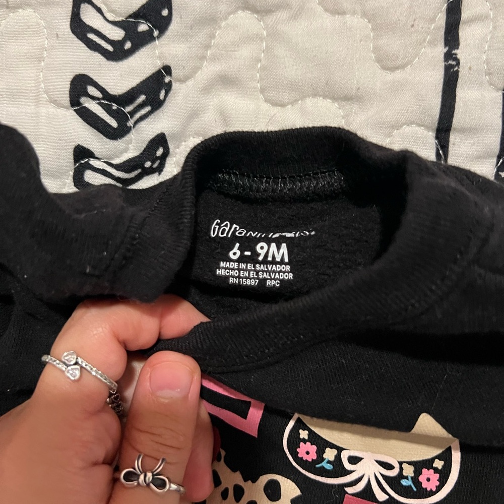 Black Baby T-Shirt with Pink and Cream Accents